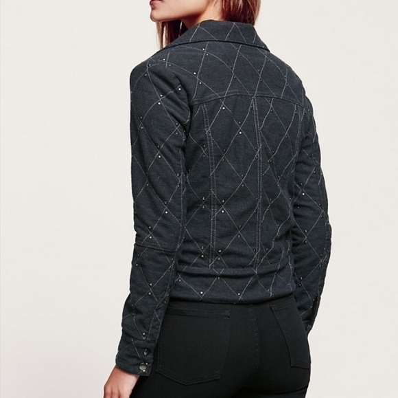 FREE PEOPLE Studded Moto Diamond Quilted Jacket - Picture 2 of 10